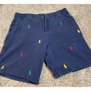 Polo Ralph Lauren Big Boy Mesh Shorts Navy Blue L (14-16) Logo Athletic Cotton